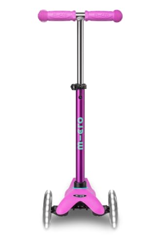 Mini 3-Wheel Toddler Scooter with LED Lights - Lavender, Adjustable & Stable
