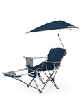 Reclining Beach Chair with Umbrella Holder Navy - Sport-Brella