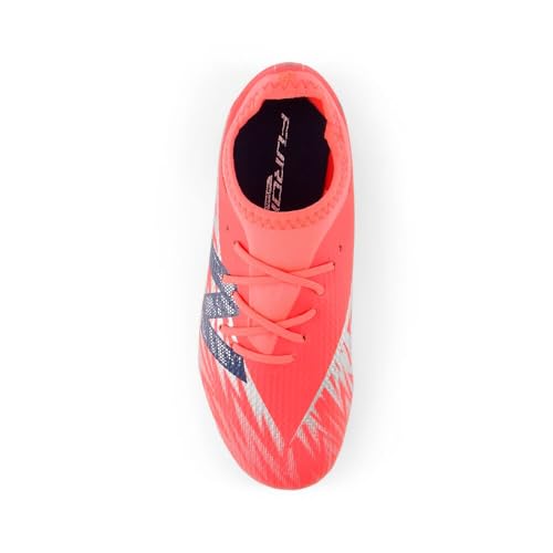 New Balance Unisex-Child Furon Team Jnr FG V8 Soccer Cleats - Energy Red/Nb Navy/Light Cyclone, Size 5 Wide