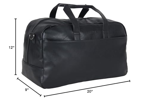 15-Inch Laptop Bag for Business Travel - Black Faux Leather