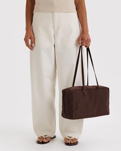 BAGGU Medium Nylon Bowler Bag Coffee - Stylish Accessory Handbag