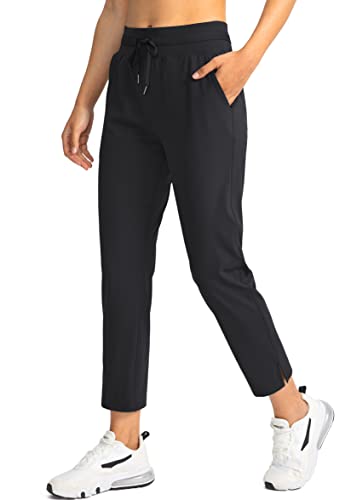 Soothfeel Women's High Waisted Golf Pants with 4 Pockets - Large Black