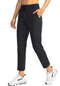 Soothfeel Women's High Waisted Golf Pants with 4 Pockets - Large Black