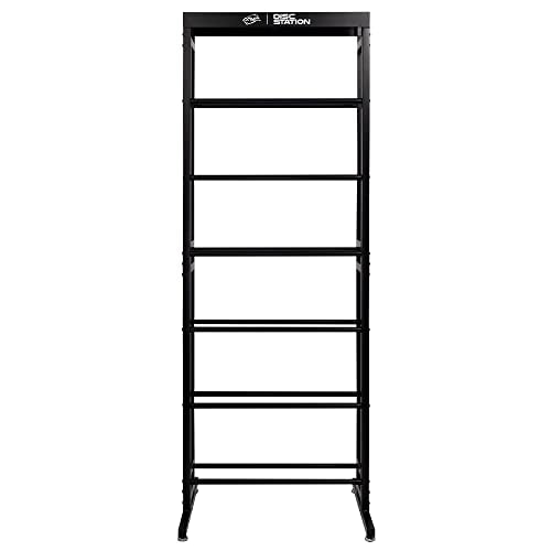 Black MVP Disc Sports Disc Storage Rack - 6 Shelf Heavy-Duty Disc Organizer