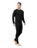 Woolcano Men's Merino Wool Base Layer Set Small Black - Lightweight Ski Base Layer