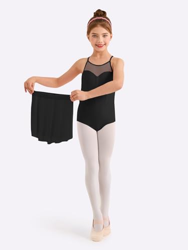 Girls Ballet Leotard with Removable Skirt Toddler Dance Outfit 3T-10Y Black 9-10 Years