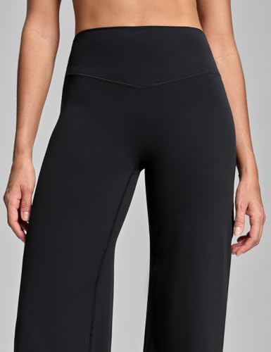 HeyNuts Wide Leg Pants for Women Workout Leggings - 32.5" Black, Medium, 5'7"-5'9"