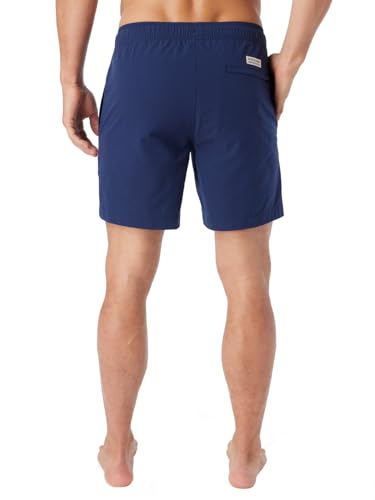 Fair Harbor Bayberry Men's Navy Seersucker Swim Trunks - 7-inch Inseam, Anti-Chafe, Classic Fit, Large