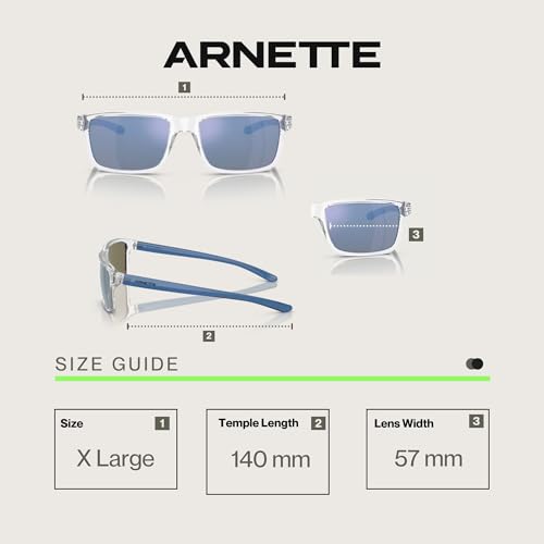 ARNETTE Mwamba AN4322 Rectangle Polarized Sunglasses Men 57mm Crystal Dark Grey Mirror Water