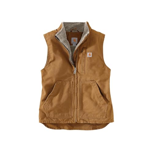 Women's Washed Duck Mock Neck Vest - Carhartt Brown, Large