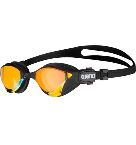 ARENA Unisex Adult Cobra Tri Swimming Goggles Yellow/Copper/Black Anti-Fog Wide Vision Mirror Lens