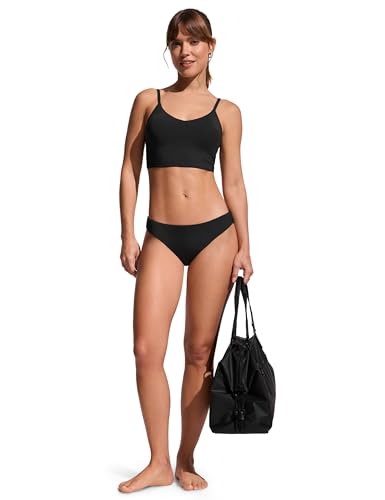 Low Waisted Bikini Bottoms for Women - Small Black Swimwear