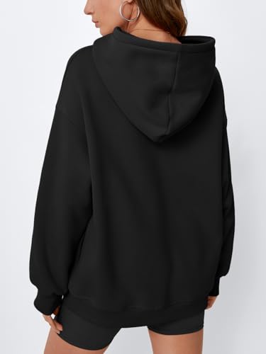EFAN Women's Oversized Hoodies Small Black Comfort Sweatshirt Cute Outfit