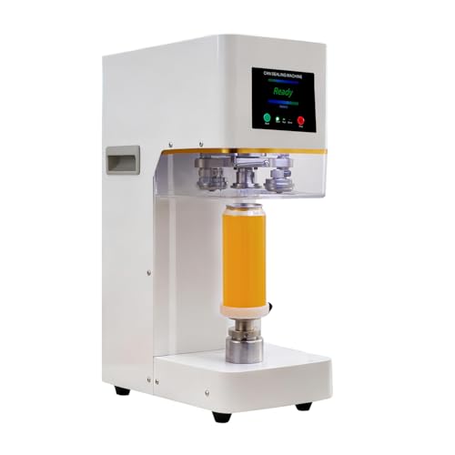White Commercial Soda Can Sealer Machine, Adjustable Height, Automatic Can Sealer for Aluminum & Plastic Cans