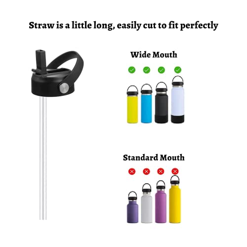 Hydro Flask Wide Mouth Replacement Straws 6-Pack with 2 Cleaning Brushes