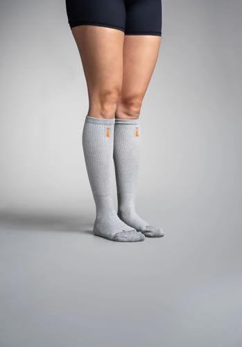 Therapeutic Knee-High Socks for Men and Women - Grey, Large - Heat-Activated Circulation & Pain Relief
