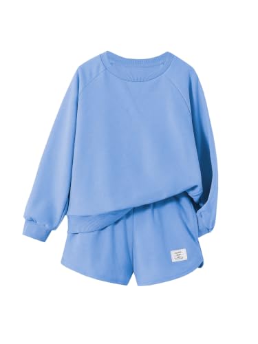 Girls Sweatshirt & Short Set in Blue, 11-12 Years – Lounge Sleepwear
