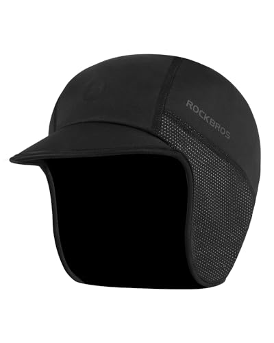 ROCKBROS Winter Cycling Cap with Sun Visor - Windproof Headwear for Men Women