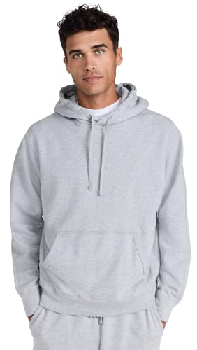 Men's Midweight Terry Hoodie - Heather Grey, Large - Casual Sweatshirt