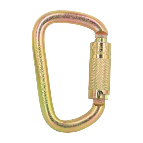 Heavy Duty Auto Locking Carabiner Steel Climbing Carabiners 45KN Gold 1Pack