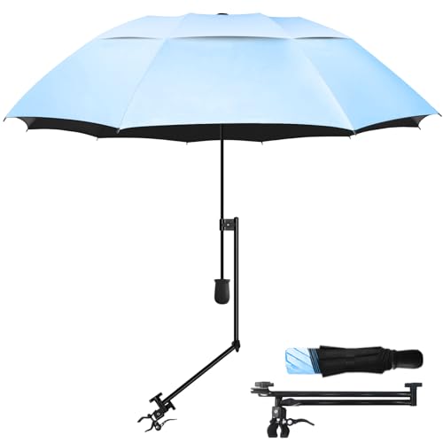 Lake Blue 43.3-inch UPF 50+ Golf Umbrella with Adjustable Clamp - Portable Rain Shield for Beach, Golf Cart, Stroller