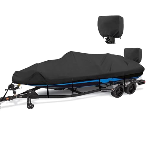 Boat Cover 14-16 ft Waterproof V-Hull Marine Grade 1200D Black - Variation: 14'-16' L x 68" Beam