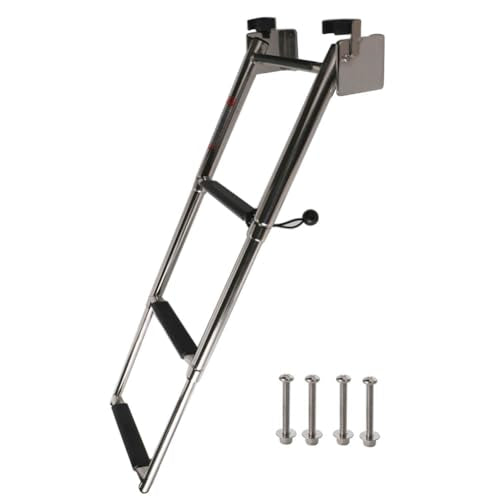 Marine 316 Stainless Steel Telescoping Transom Ladder - 4 Steps, Water Boarding