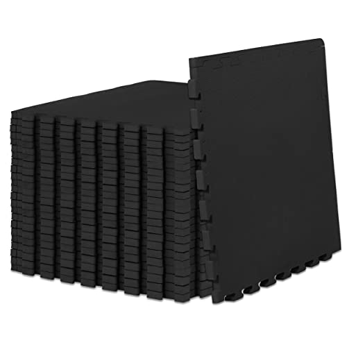 Black Interlocking Exercise Puzzle Mat ¾-Inch Thick - 24 Tiles, 96 SQ FT - Dense EVA Foam Flooring for Gym & Home Protection (Variation of THIS listing)
