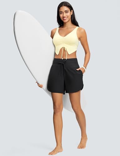 ISEEGZ 5-Inch Women’s Swim Board Shorts Large Black