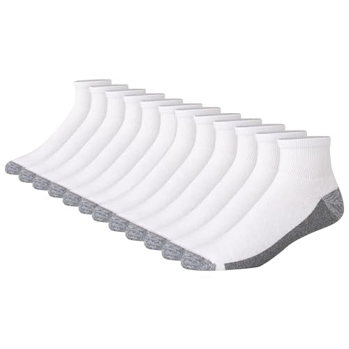 Hanes Men’s Crew Socks Pack 12 Pairs - Max Cushion Moisture-Wicking Ankle Socks
