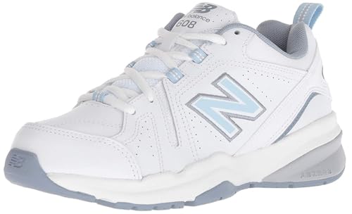New Balance Women's 608 V5 Cross Trainer Shoes 8 Wide White Light Blue
