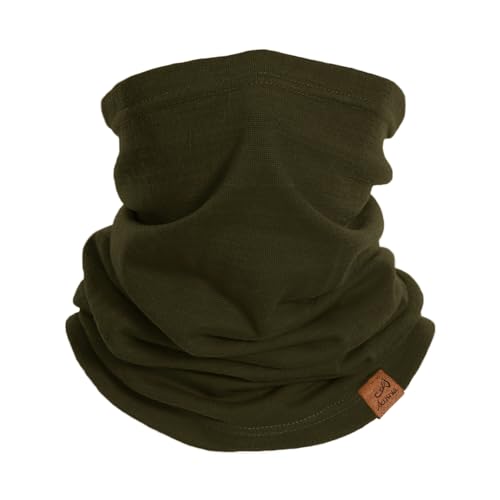 Green Merino Wool Neck Gaiter for Men & Women Winter Ski Face Mask Scarf