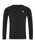 Runhit Youth Boys Compression Shirt Long Sleeve Athletic Undershirt - Large Black UPF 50+