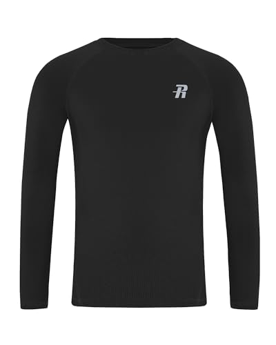 Runhit Youth Boys Compression Shirt Long Sleeve Athletic Undershirt - Large Black UPF 50+