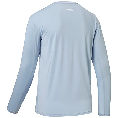 Men's UPF 50+ Long Sleeve Sun Protection T-Shirt - Light Steel Blue / White Logo, 4X-Large
