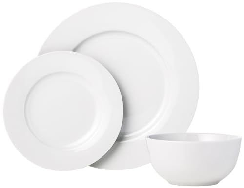 Porcelain Dinnerware Set for 6 - Microwave & Dishwasher Safe, 18 Pieces White