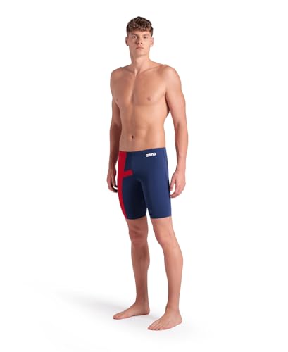 Men's Performance Diamond Swim Jammer - Navy/Red, 30 Inch, Chlorine-Resistant