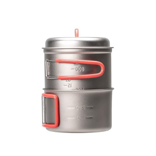 Ultralight Titanium Camping Pot Set for Solo Hikers - 750ml, Lightweight & Durable