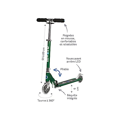 Micro Kickboard Sprite 2-Wheel LED Foldable Scooter for Kids & Adults 6+