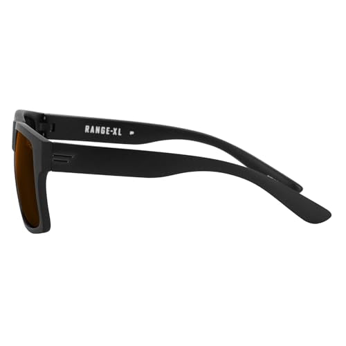 TOROE XL Light Weight TR90 Frame Sunglasses Matte Black with Black Emblem / Brown C4