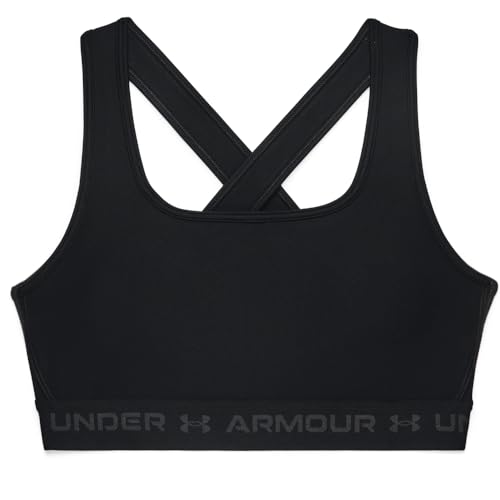 Under Armour Women's Crossback Mid Impact Sports Bra - Small Black/Jet Gray