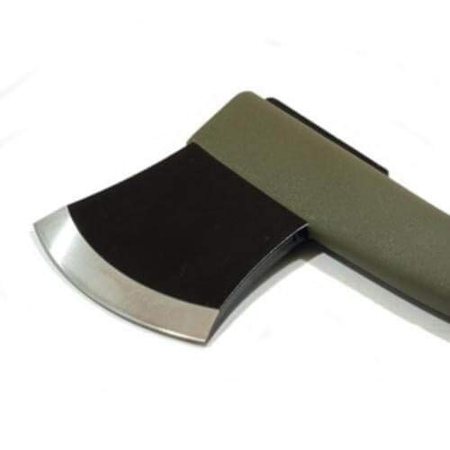 Green Camping Axe with Boron Steel Blade, Lightweight Handle & Leather Sheath