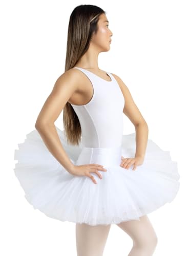 Women's Practice Ballet Tutu with Elastic Waistband - Small White