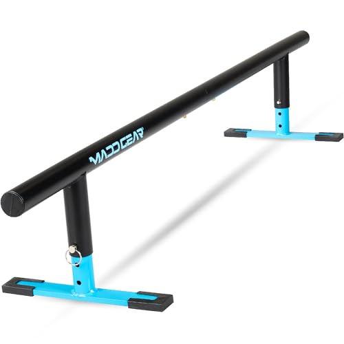 Blue Madd Gear Round Grind Rail - 55-Inch Skate & Scooter Wheel Ramp, Adjustable Height