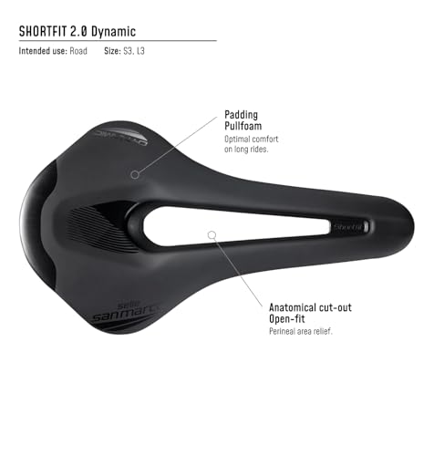Selle San Marco Shortfit 2.0 Dynamic Bicycle Saddle Black/Black L3 - Road Cycling Seat