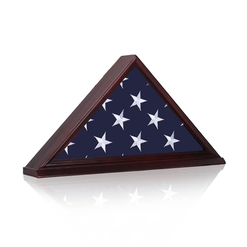 Premium Military Burial Flag Display Case - Solid Wood Wall Mount Shadow Box