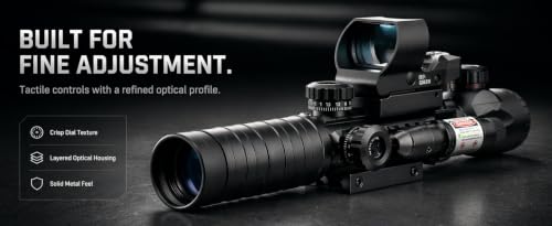 Black 3-9x32EG Red/Green Dot Rangefinder Scope with Riser Mount for 20mm Rail