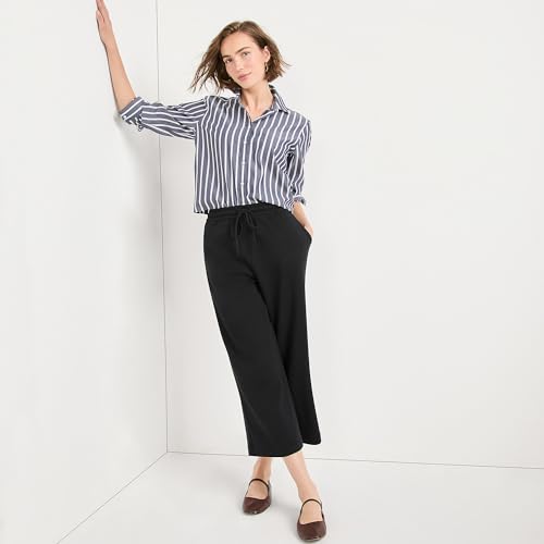 Lands' End Women's Sport Knit Cropped Pants with Drawstring - 2X Black