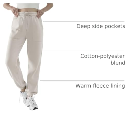 Women’s Cotton Sweatpants 3 Pack Large Navy Blue, Apricot & Deep Blue