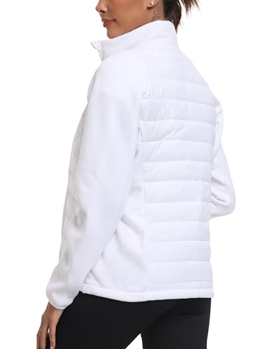 Women’s Lightweight Insulated Hiking Jacket Fleece Lined - Medium White